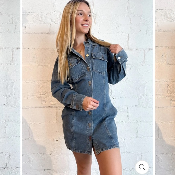 FITTED DENIM UTILITY DRESS Size L - Picture 6 of 14